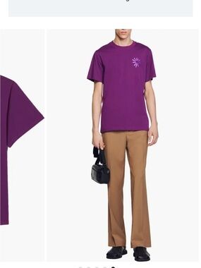 Sandro Glossy Flower Purple Graphic Crewneck T-Shirt Medium M